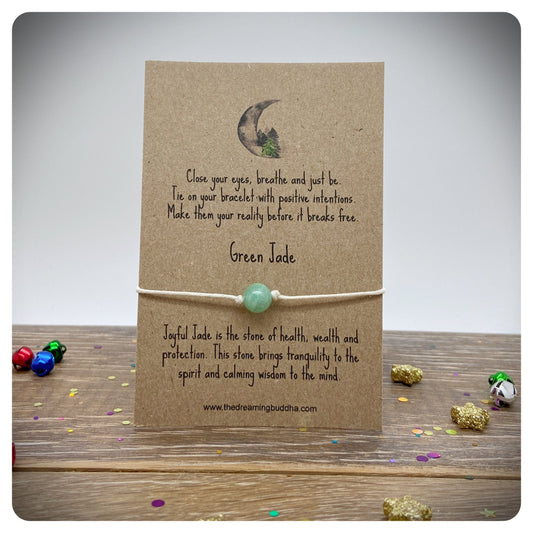 Green Jade Healing Wish Bracelet, Jade Intention Bracelet