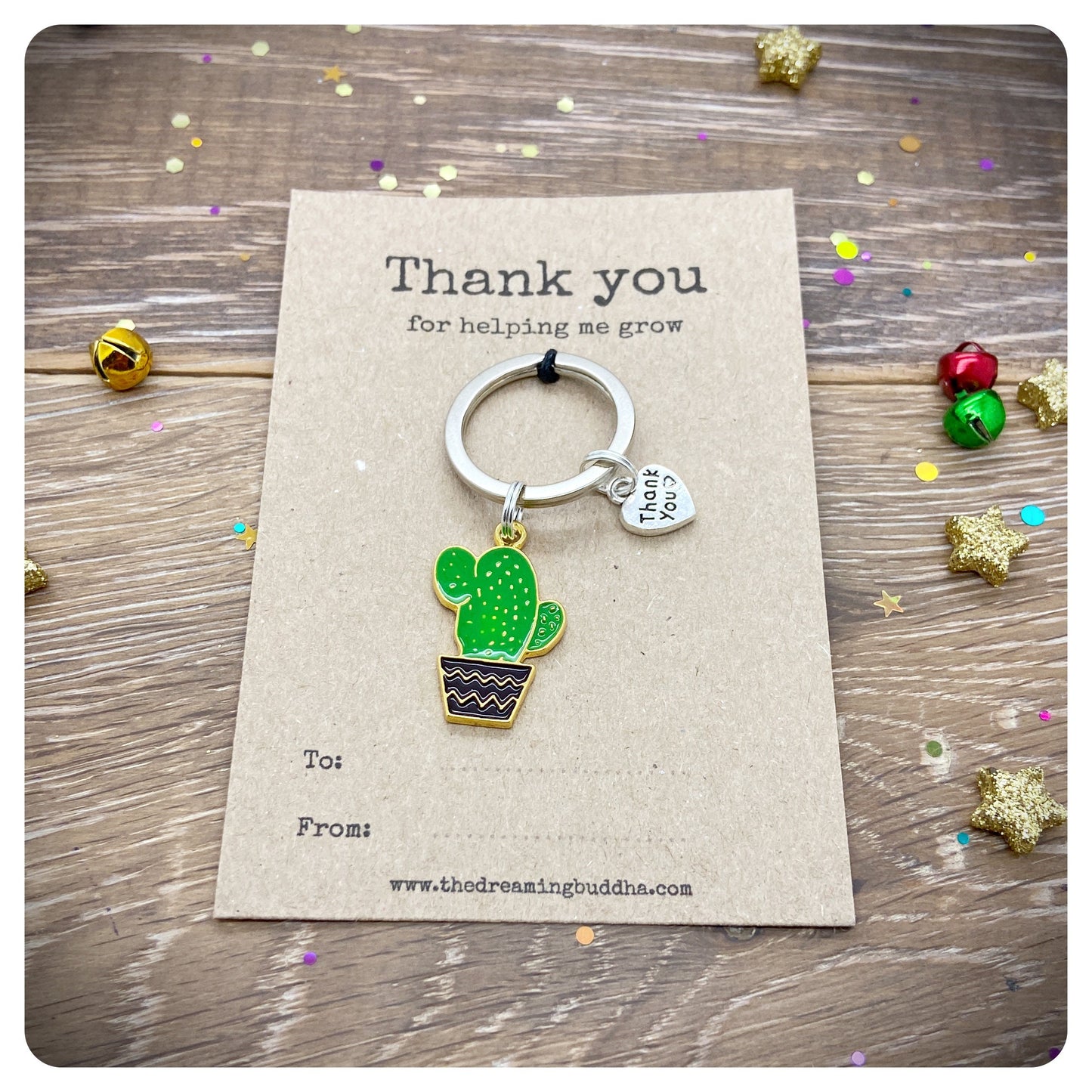 Thank You For Helping Me Grow Male Teacher Gift, Teacher Appreciation Keyring, Cactus Keyring, Gift Idea For Male Teachers